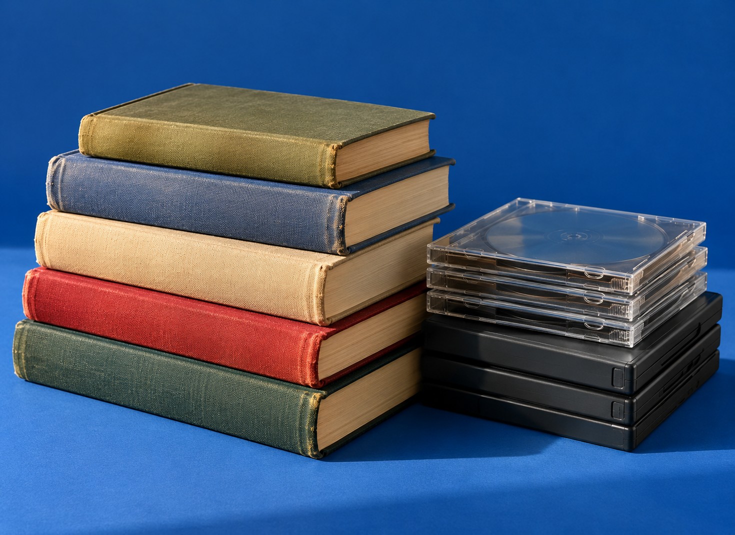 A collection of books and media ready for a second life